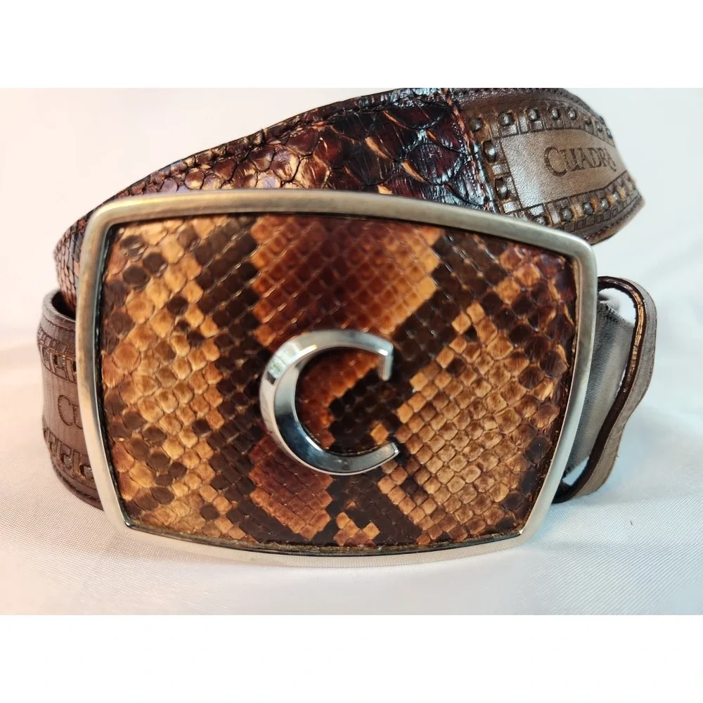 Cuadra Men's Brown Genuine Python Leather Western Belt Size 40 Exotic Mexico